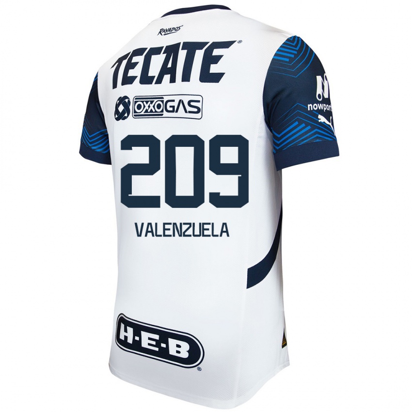 Niño Camiseta Francisco Valenzuela #209 Blanco Azul 2ª Equipación 2024/25 La Camisa México