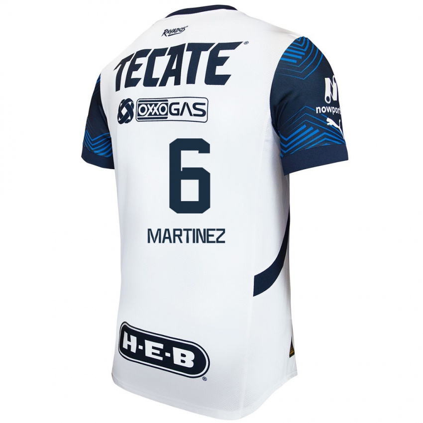 Niño Camiseta Alejandra Martinez #6 Blanco Azul 2ª Equipación 2024/25 La Camisa México