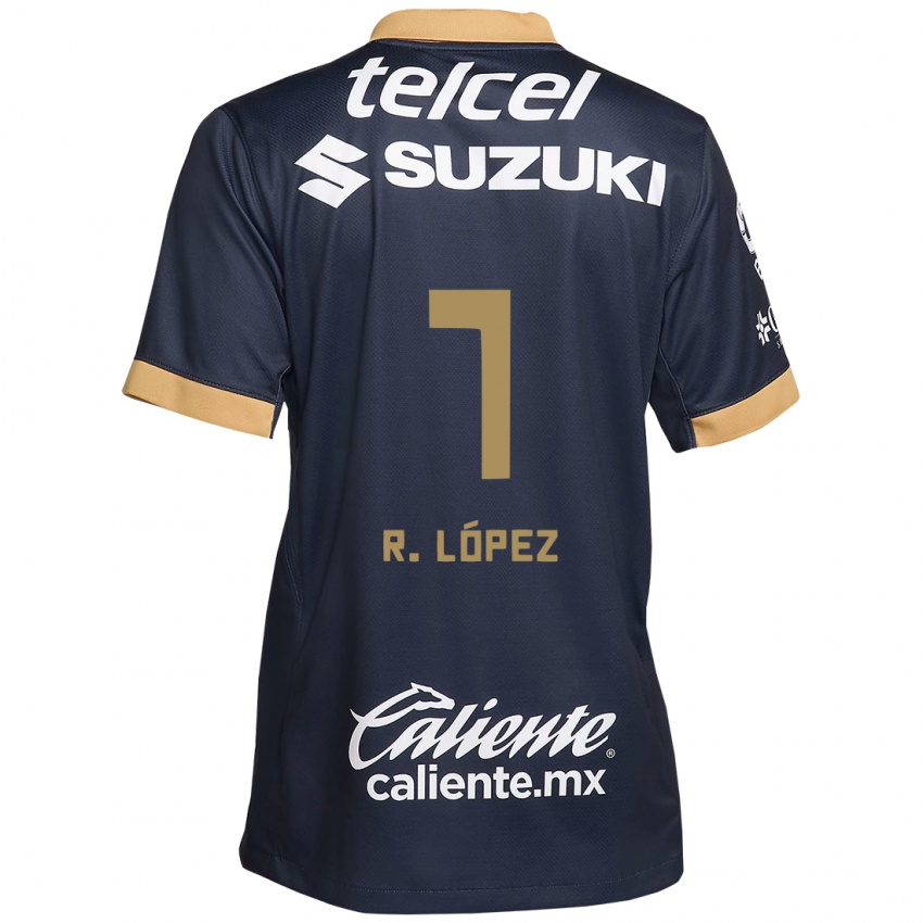 Niño Camiseta Rodrigo López #7 Obsidiana Dorada Blanca 2ª Equipación 2024/25 La Camisa México