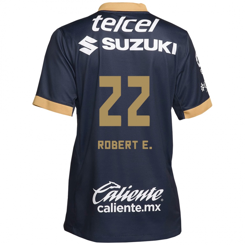 Niño Camiseta Robert Ergas #22 Obsidiana Dorada Blanca 2ª Equipación 2024/25 La Camisa México