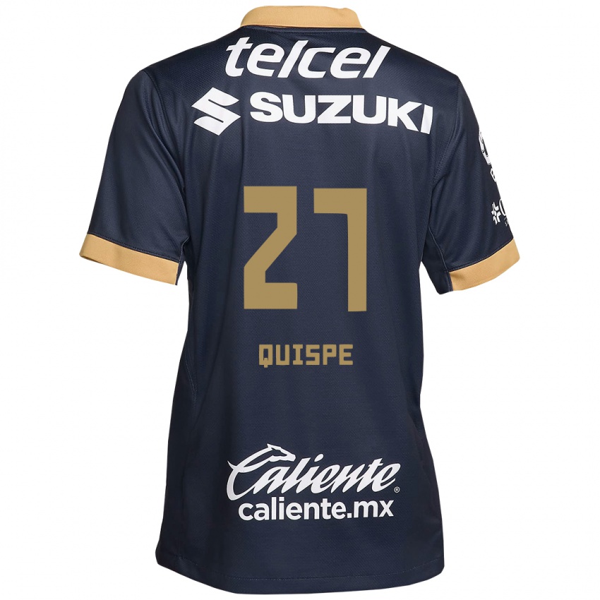 Niño Camiseta Piero Quispe #27 Obsidiana Dorada Blanca 2ª Equipación 2024/25 La Camisa México