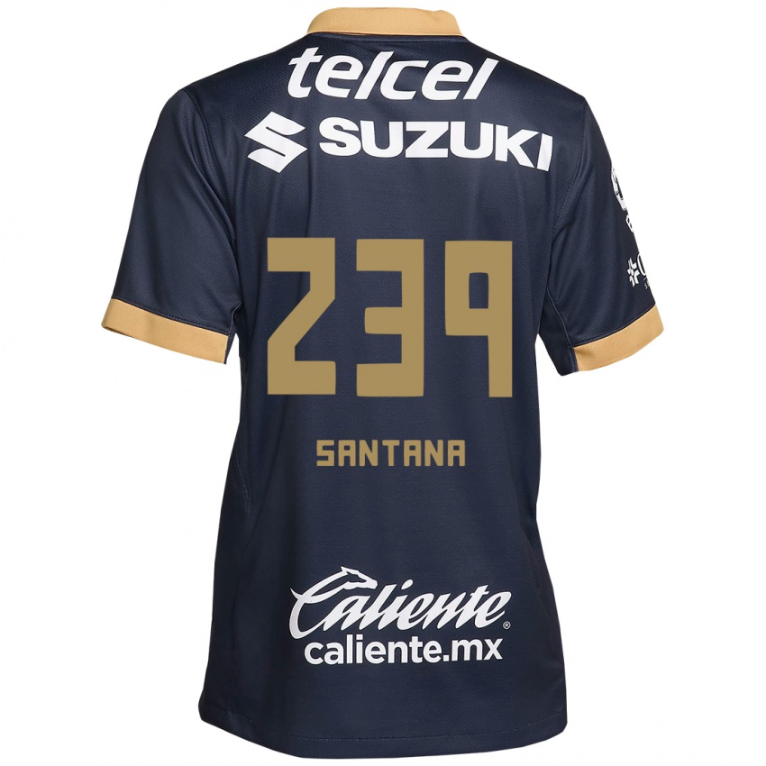 Niño Camiseta Guillermo Santana #239 Obsidiana Dorada Blanca 2ª Equipación 2024/25 La Camisa México