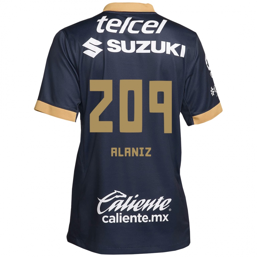 Niño Camiseta Jorge Alaniz #209 Obsidiana Dorada Blanca 2ª Equipación 2024/25 La Camisa México