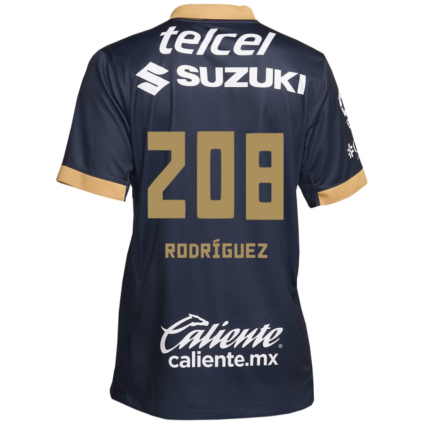 Niño Camiseta Gael Rodríguez #208 Obsidiana Dorada Blanca 2ª Equipación 2024/25 La Camisa México