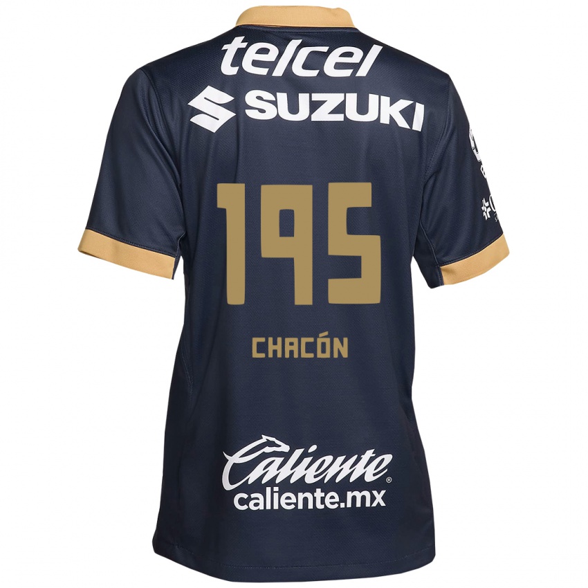 Niño Camiseta Eduardo Chacón #195 Obsidiana Dorada Blanca 2ª Equipación 2024/25 La Camisa México