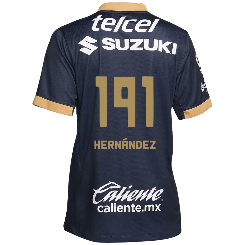 Niño Camiseta Marco Hernández #191 Obsidiana Dorada Blanca 2ª Equipación 2024/25 La Camisa México