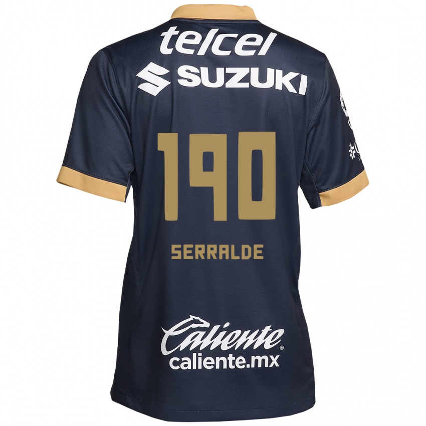 Niño Camiseta Gerardo Serralde #190 Obsidiana Dorada Blanca 2ª Equipación 2024/25 La Camisa México