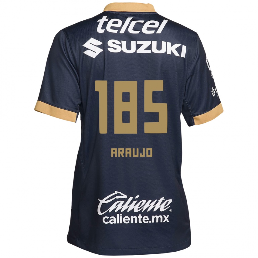 Niño Camiseta Andrés Araujo #185 Obsidiana Dorada Blanca 2ª Equipación 2024/25 La Camisa México