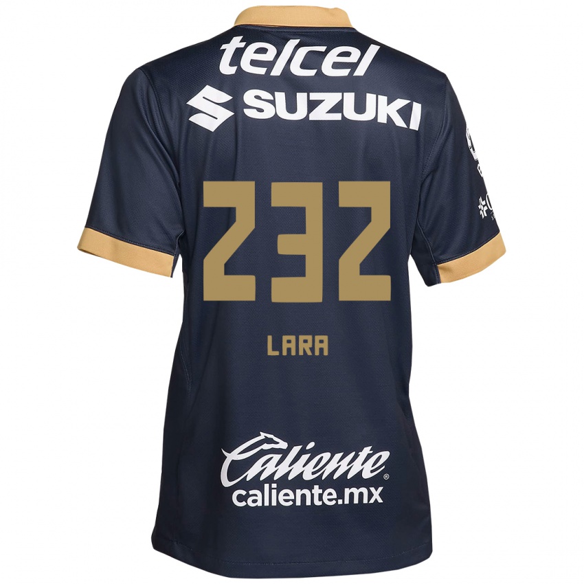 Niño Camiseta Pablo Lara #232 Obsidiana Dorada Blanca 2ª Equipación 2024/25 La Camisa México