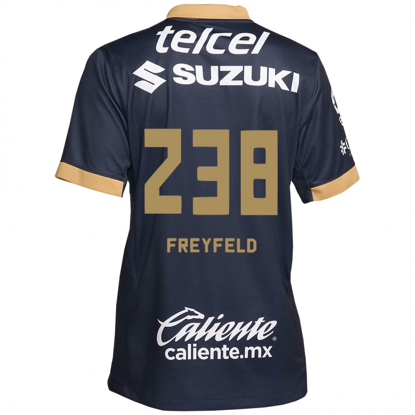 Niño Camiseta Julián Freyfeld #238 Obsidiana Dorada Blanca 2ª Equipación 2024/25 La Camisa México