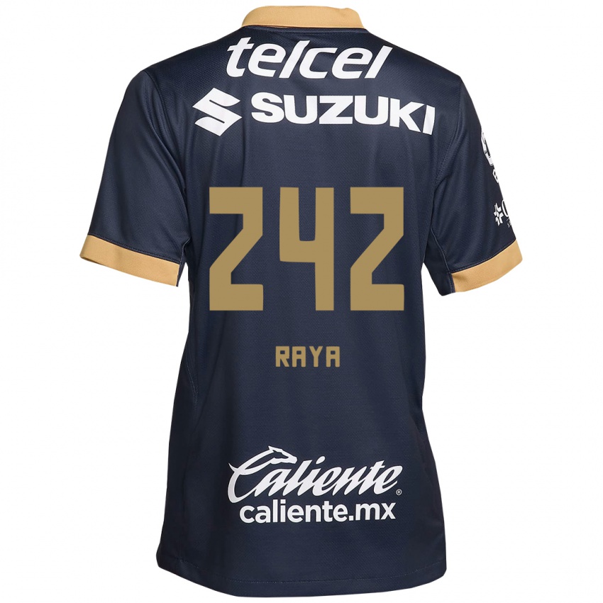 Niño Camiseta Félix Raya #242 Obsidiana Dorada Blanca 2ª Equipación 2024/25 La Camisa México