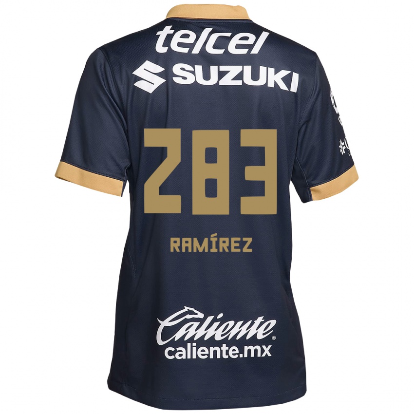 Niño Camiseta Dennis Ramírez #283 Obsidiana Dorada Blanca 2ª Equipación 2024/25 La Camisa México