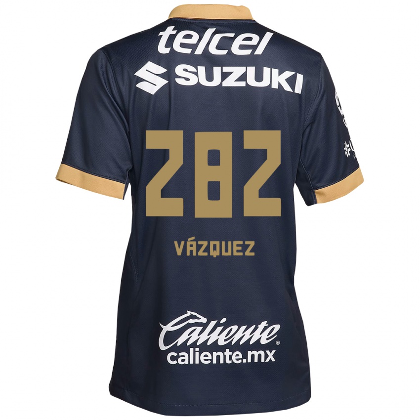 Niño Camiseta Austin Vázquez #282 Obsidiana Dorada Blanca 2ª Equipación 2024/25 La Camisa México