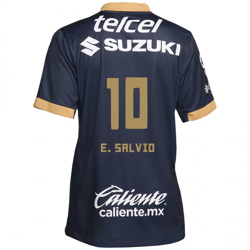 Niño Camiseta Eduardo Salvio #10 Obsidiana Dorada Blanca 2ª Equipación 2024/25 La Camisa México