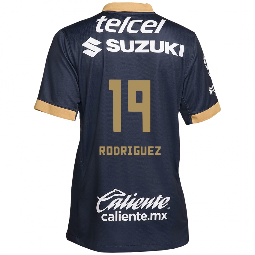 Niño Camiseta Yaneisy Rodriguez #19 Obsidiana Dorada Blanca 2ª Equipación 2024/25 La Camisa México