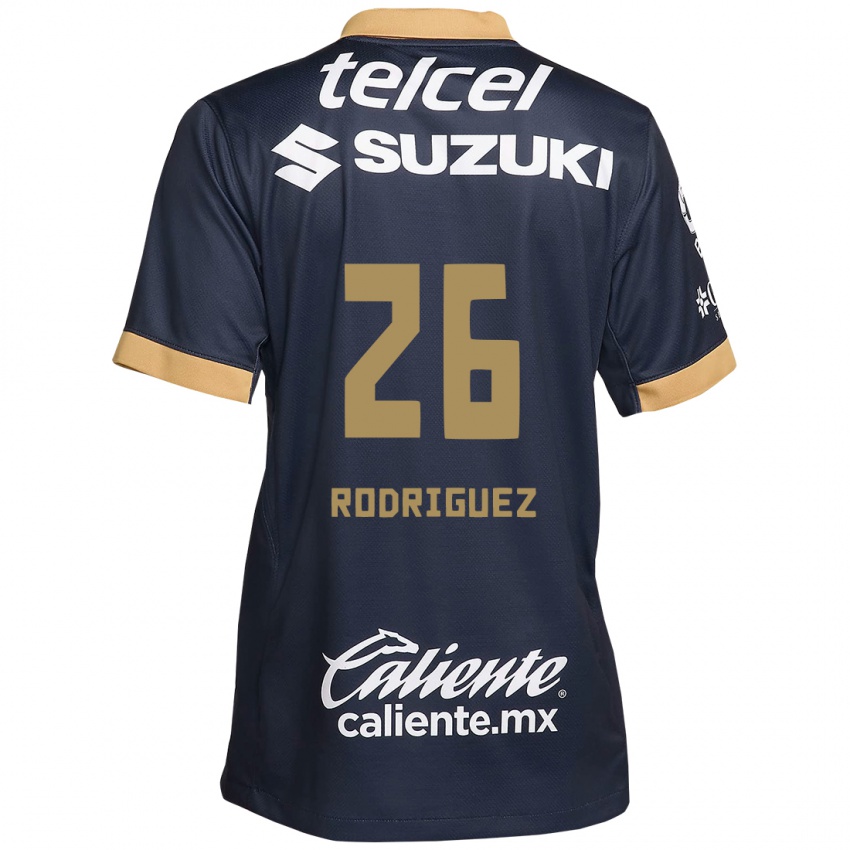 Niño Camiseta Lucia Rodriguez #26 Obsidiana Dorada Blanca 2ª Equipación 2024/25 La Camisa México