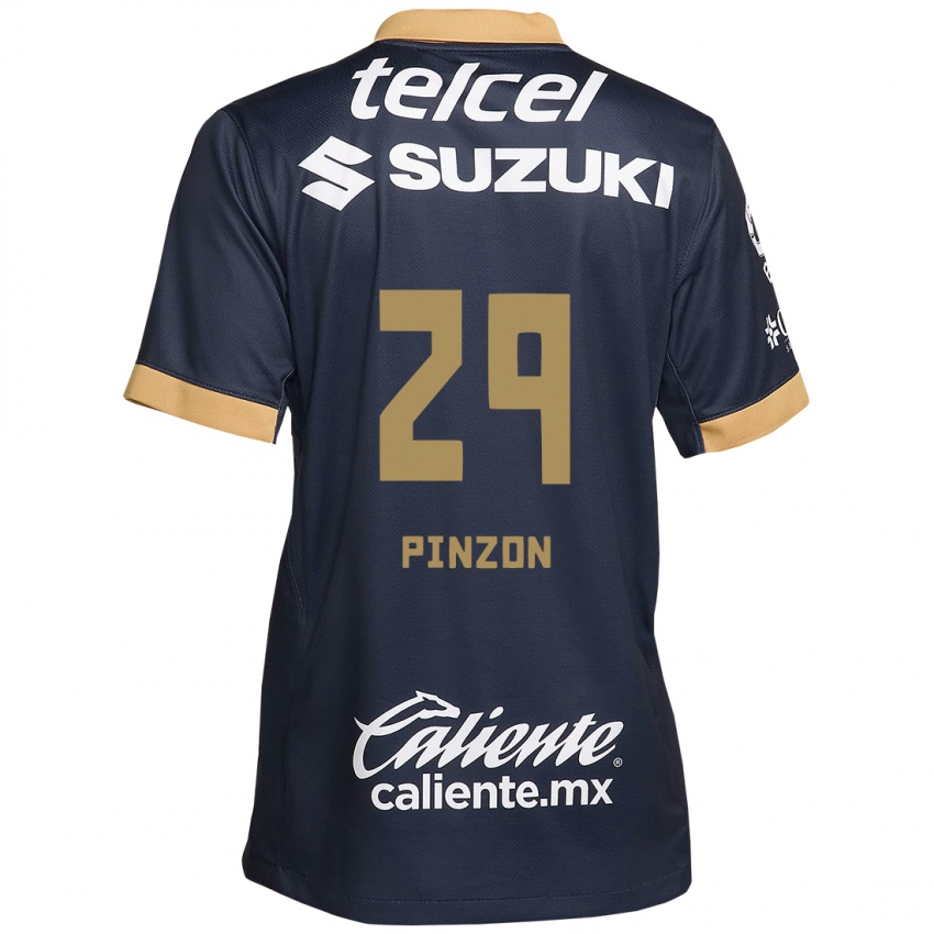 Niño Camiseta Liceth Pinzon #29 Obsidiana Dorada Blanca 2ª Equipación 2024/25 La Camisa México