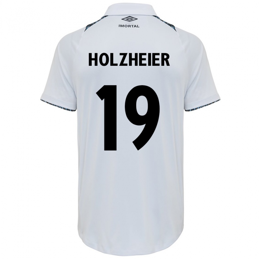 Niño Camiseta Agostina Holzheier #19 Blanco Azul 2ª Equipación 2024/25 La Camisa México