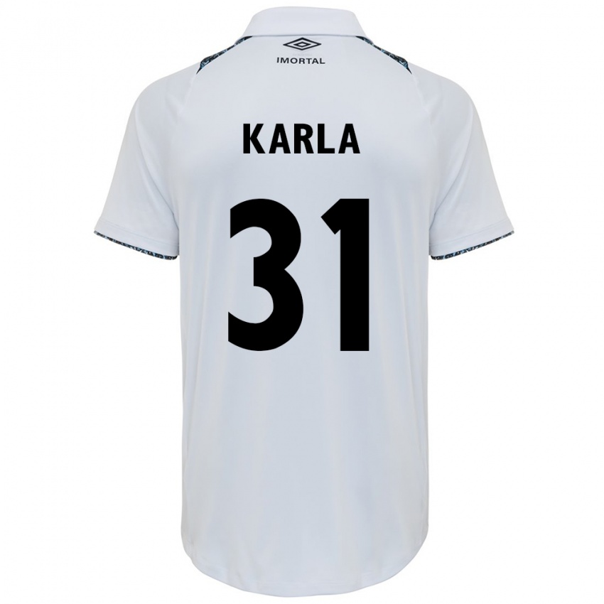 Niño Camiseta Emmily Karla #31 Blanco Azul 2ª Equipación 2024/25 La Camisa México