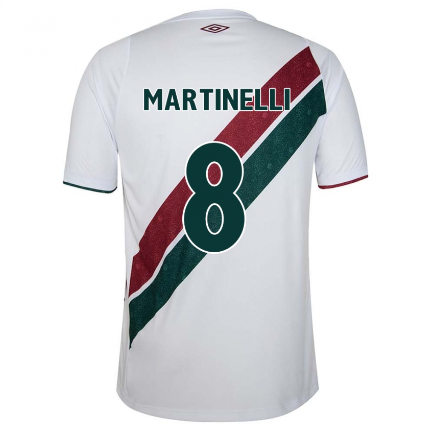 Niño Camiseta Martinelli #8 Blanco Verde Granate 2ª Equipación 2024/25 La Camisa México