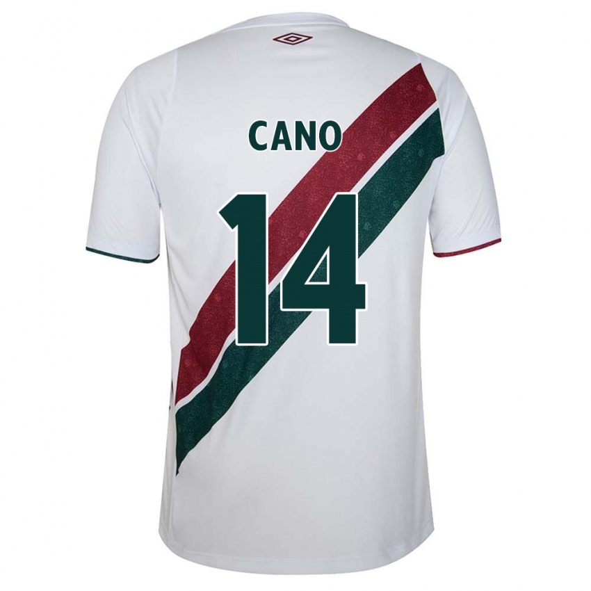 Niño Camiseta Germán Cano #14 Blanco Verde Granate 2ª Equipación 2024/25 La Camisa México