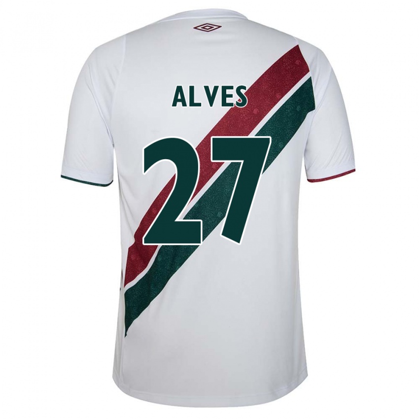 Niño Camiseta Felipe Alves #27 Blanco Verde Granate 2ª Equipación 2024/25 La Camisa México