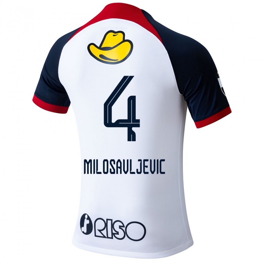 Niño Camiseta Radomir Milosavljevic #4 Blanco Azul Rojo 2ª Equipación 2024/25 La Camisa México