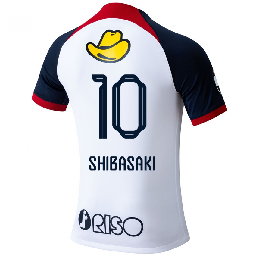 Niño Camiseta Gaku Shibasaki #10 Blanco Azul Rojo 2ª Equipación 2024/25 La Camisa México