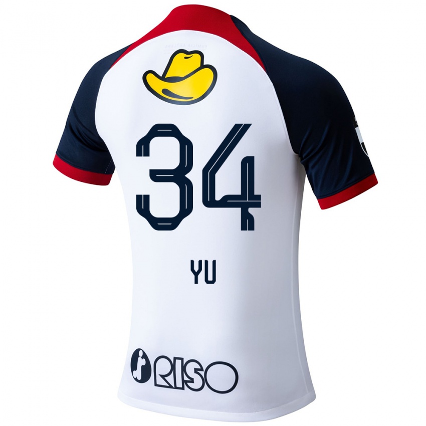 Niño Camiseta Yu Funabashi #34 Blanco Azul Rojo 2ª Equipación 2024/25 La Camisa México