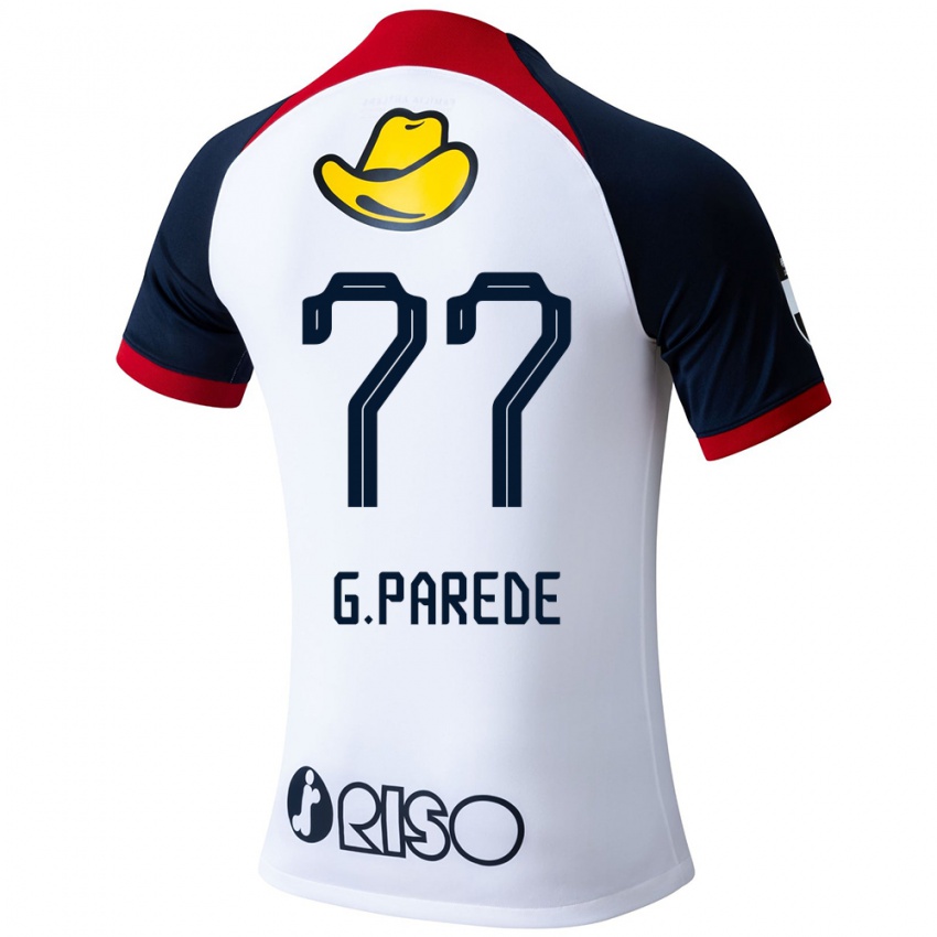 Niño Camiseta Guilherme Parede #77 Blanco Azul Rojo 2ª Equipación 2024/25 La Camisa México