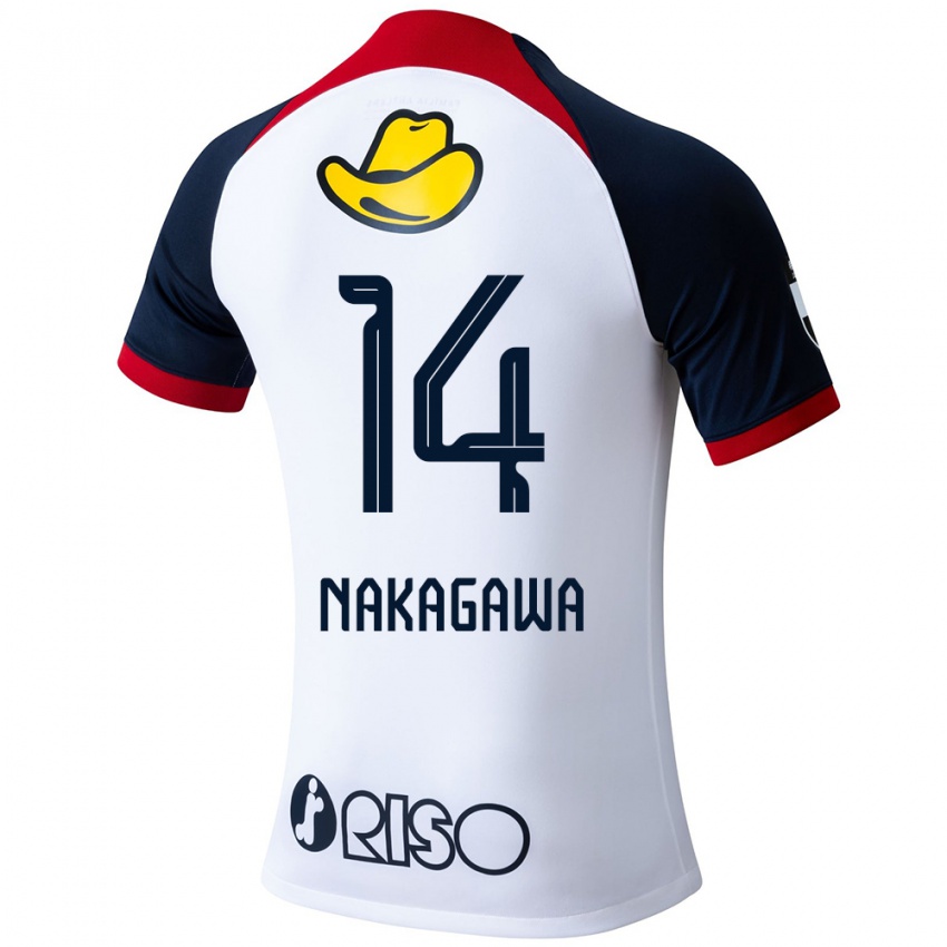 Niño Camiseta Sora Nakagawa #14 Blanco Azul Rojo 2ª Equipación 2024/25 La Camisa México