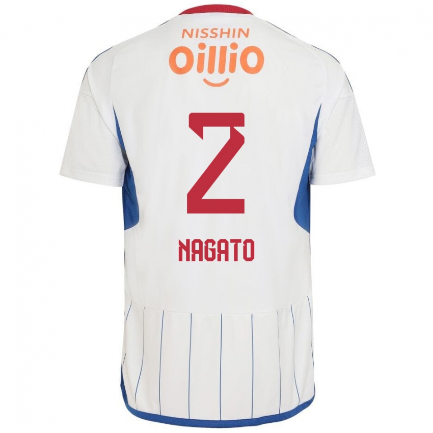 Niño Camiseta Katsuya Nagato #2 Blanco Azul Rojo 2ª Equipación 2024/25 La Camisa México