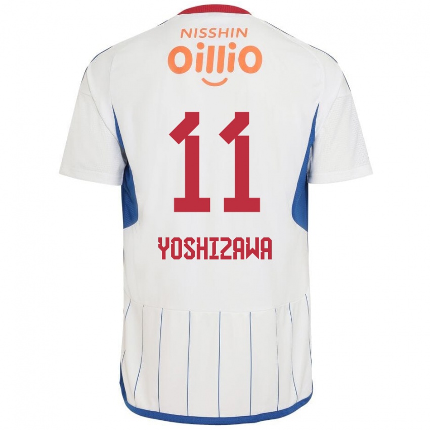 Niño Camiseta Mirai Yoshizawa #11 Blanco Azul Rojo 2ª Equipación 2024/25 La Camisa México