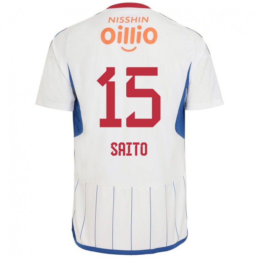 Niño Camiseta Haru Saito #15 Blanco Azul Rojo 2ª Equipación 2024/25 La Camisa México