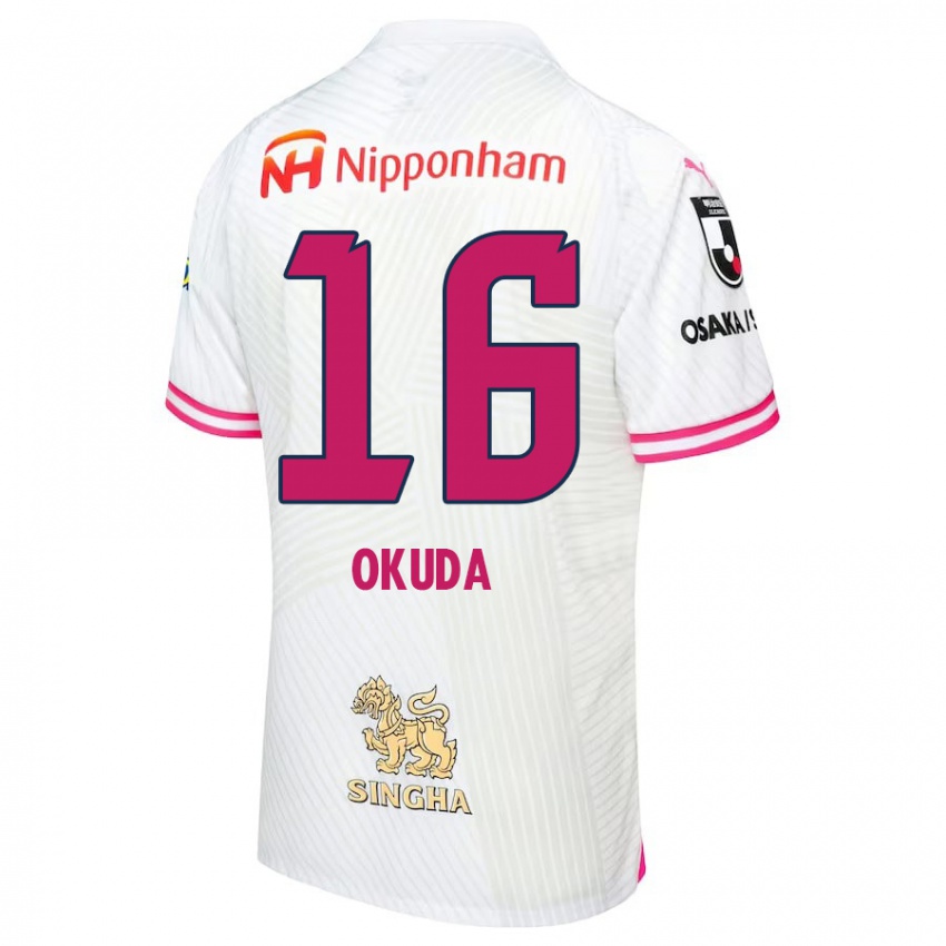 Niño Camiseta Hayato Okuda #16 Blanco Rosa 2ª Equipación 2024/25 La Camisa México