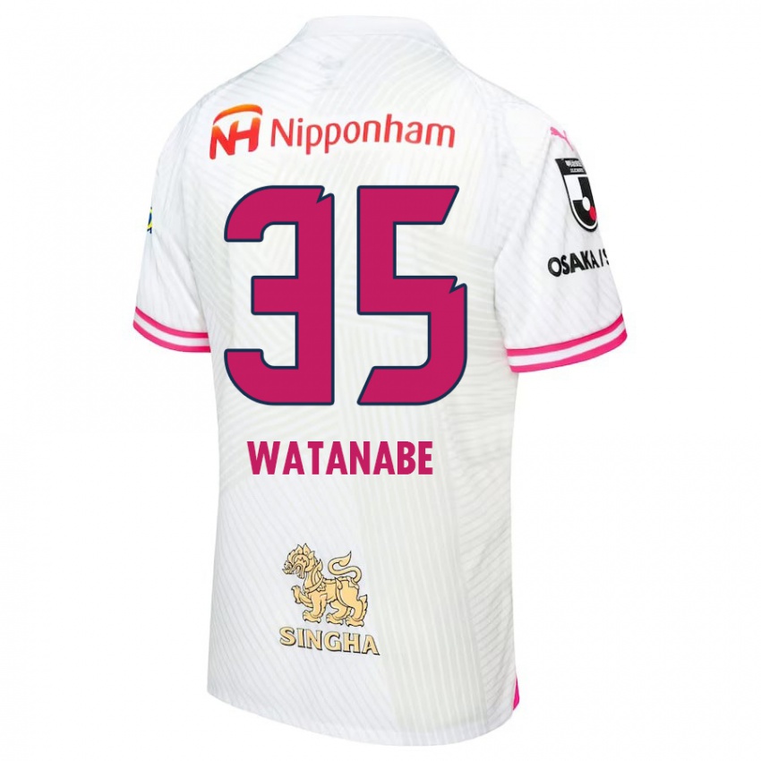 Niño Camiseta Ryo Watanabe #35 Blanco Rosa 2ª Equipación 2024/25 La Camisa México