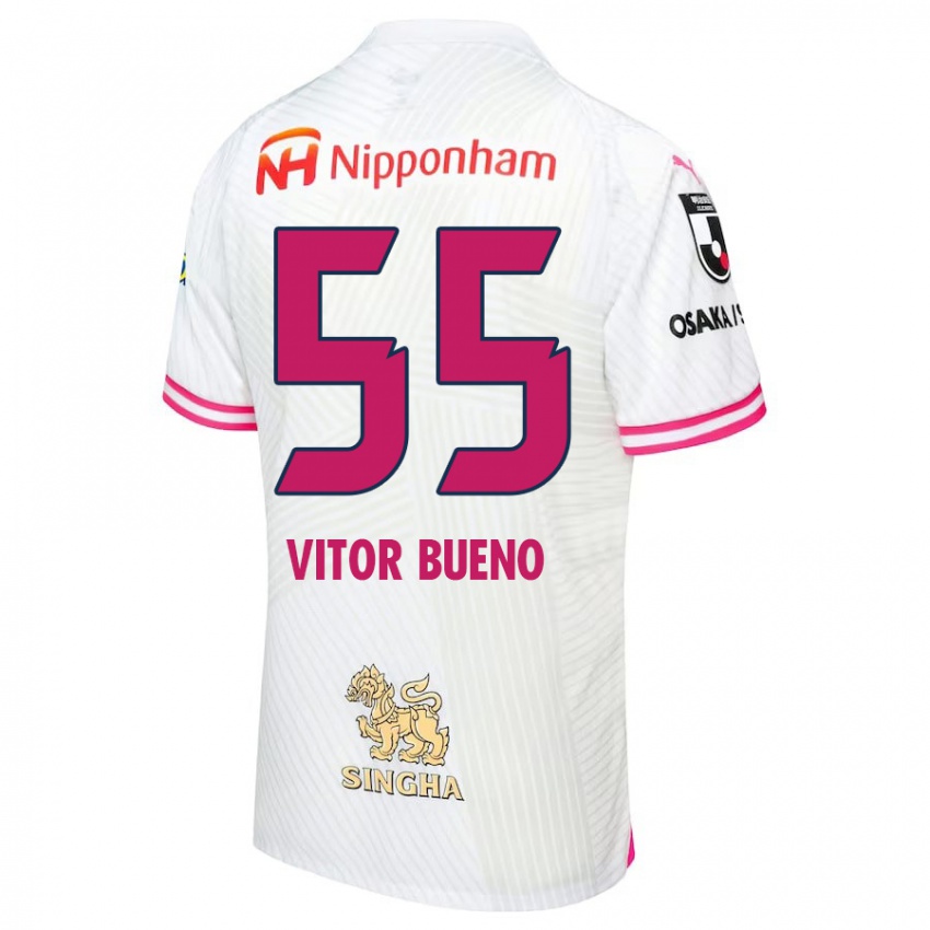 Niño Camiseta Vitor Bueno #55 Blanco Rosa 2ª Equipación 2024/25 La Camisa México