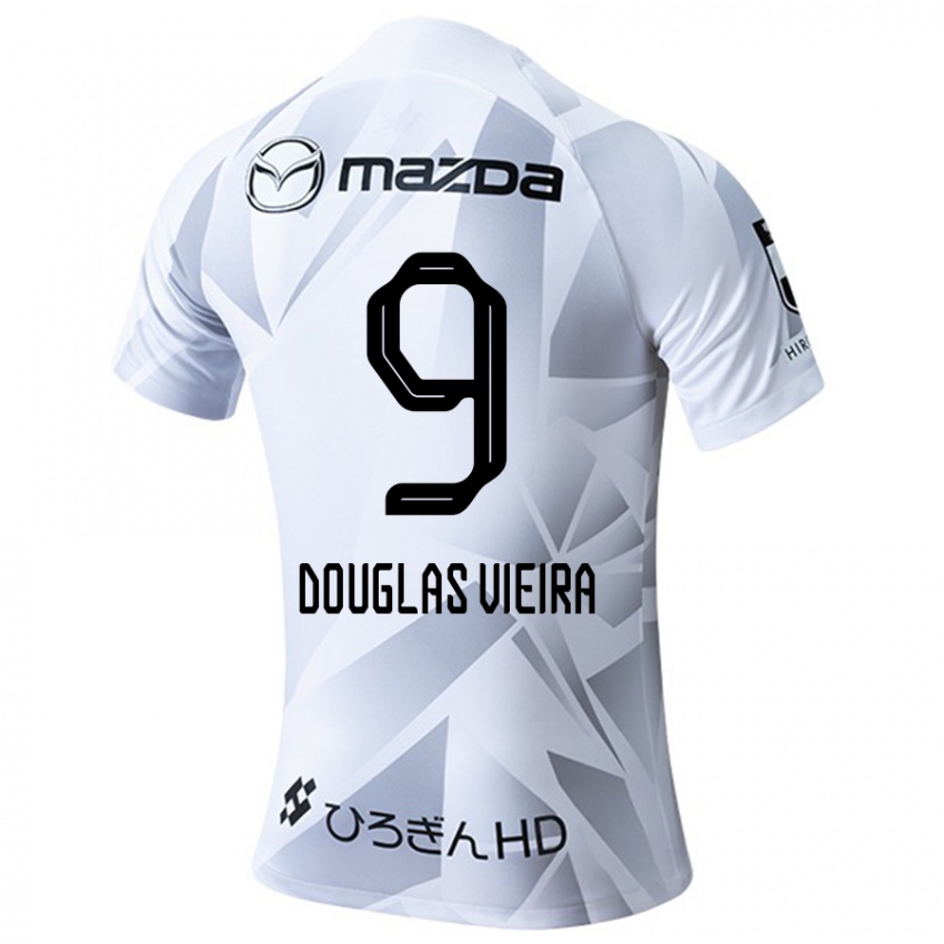 Niño Camiseta Douglas Vieira #9 Blanco Gris Negro 2ª Equipación 2024/25 La Camisa México