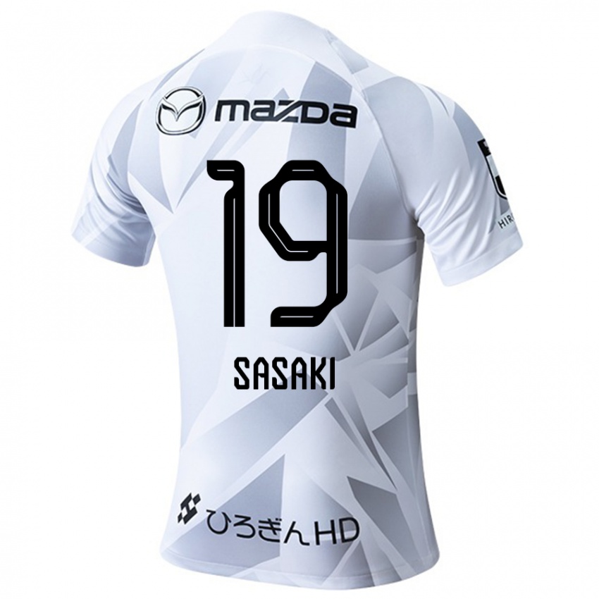 Niño Camiseta Sho Sasaki #19 Blanco Gris Negro 2ª Equipación 2024/25 La Camisa México