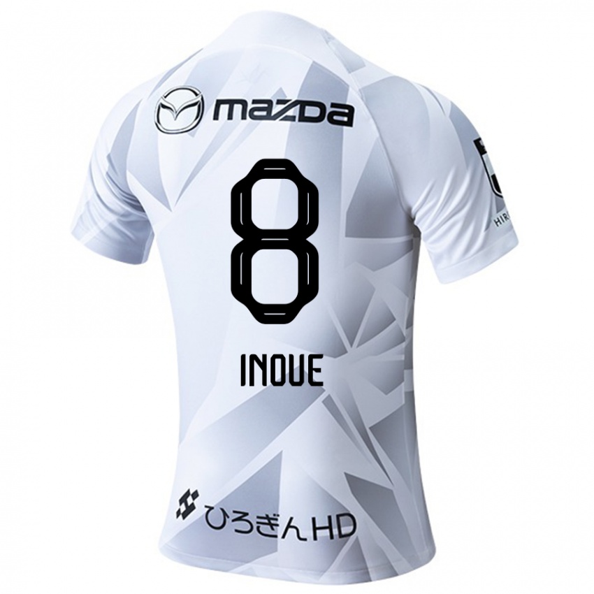 Niño Camiseta Akashi Inoue #8 Blanco Gris Negro 2ª Equipación 2024/25 La Camisa México