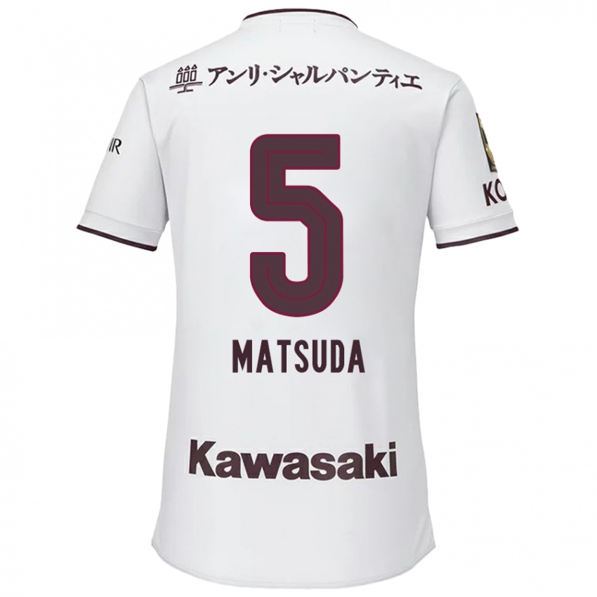 Niño Camiseta Shido Matsuda #5 Blanco Rojo 2ª Equipación 2024/25 La Camisa México