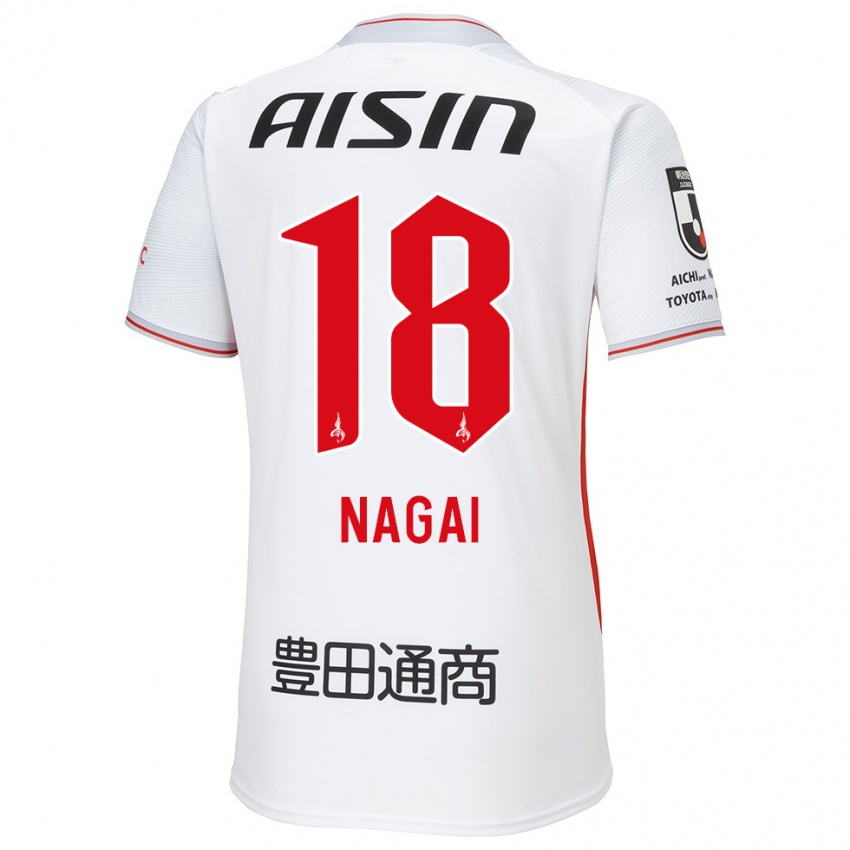 Niño Camiseta Kensuke Nagai #18 Blanco Amarillo Rojo 2ª Equipación 2024/25 La Camisa México