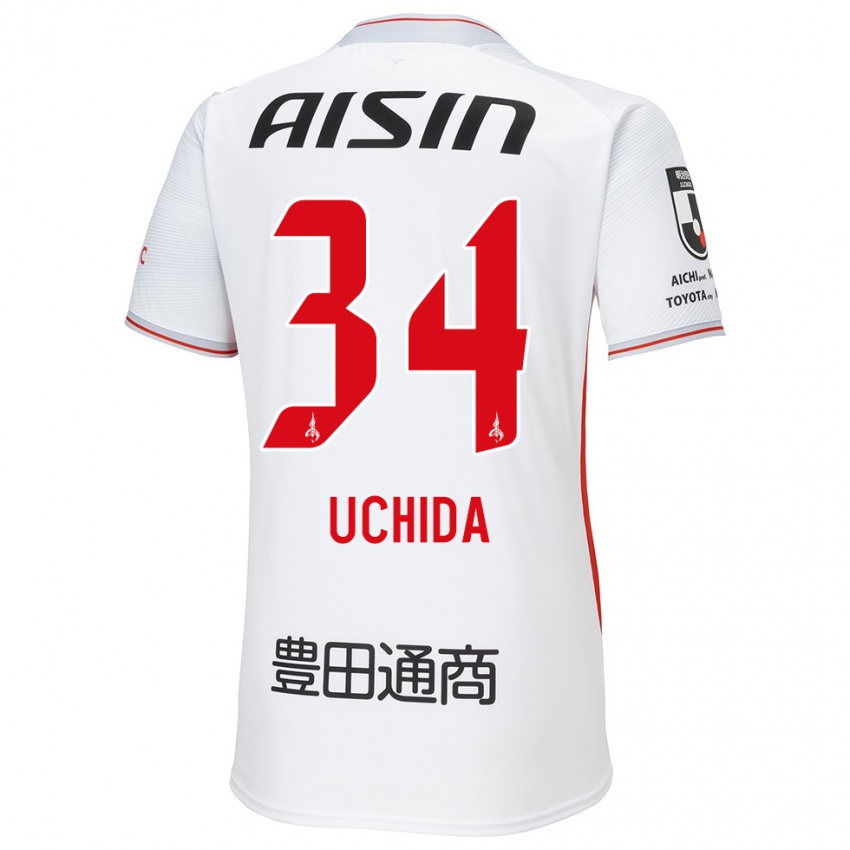 Niño Camiseta Takuya Uchida #34 Blanco Amarillo Rojo 2ª Equipación 2024/25 La Camisa México