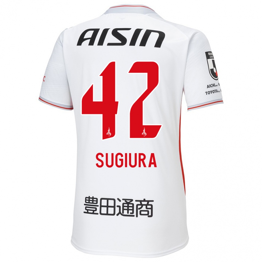 Niño Camiseta Shungo Sugiura #42 Blanco Amarillo Rojo 2ª Equipación 2024/25 La Camisa México