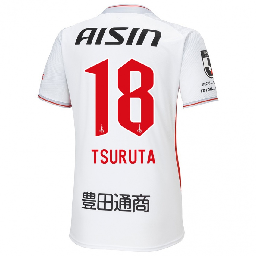 Niño Camiseta Shu Tsuruta #18 Blanco Amarillo Rojo 2ª Equipación 2024/25 La Camisa México