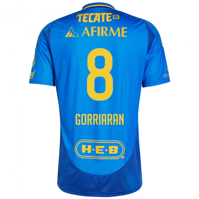 Niño Camiseta Fernando Gorriarán #8 Azul Amarillo 2ª Equipación 2024/25 La Camisa México