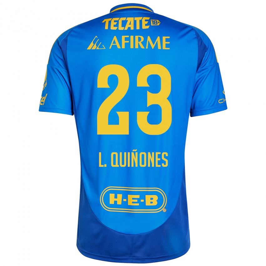 Niño Camiseta Luis Quinones #23 Azul Amarillo 2ª Equipación 2024/25 La Camisa México