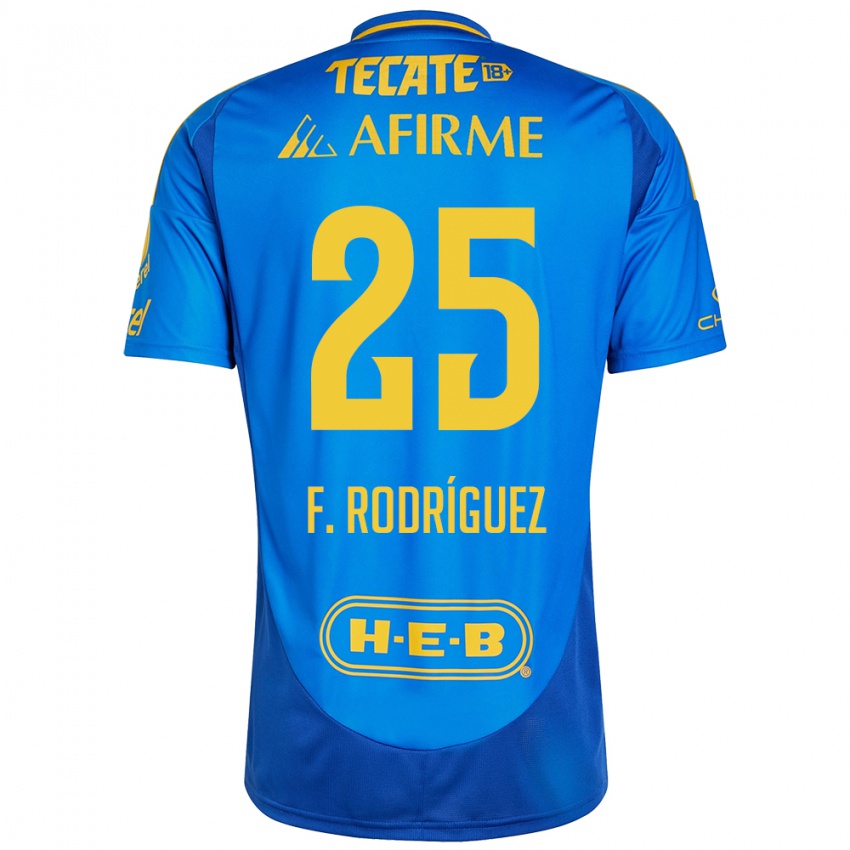 Niño Camiseta Felipe Rodríguez #25 Azul Amarillo 2ª Equipación 2024/25 La Camisa México