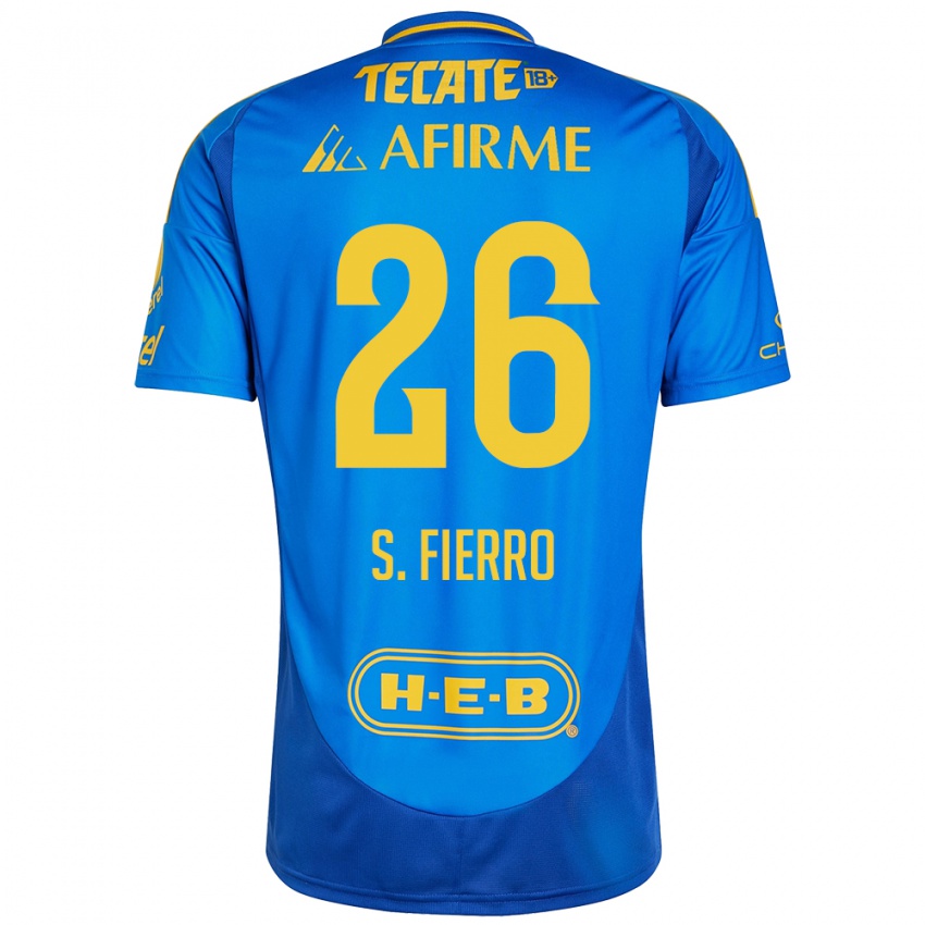 Niño Camiseta Sebastián Fierro #26 Azul Amarillo 2ª Equipación 2024/25 La Camisa México