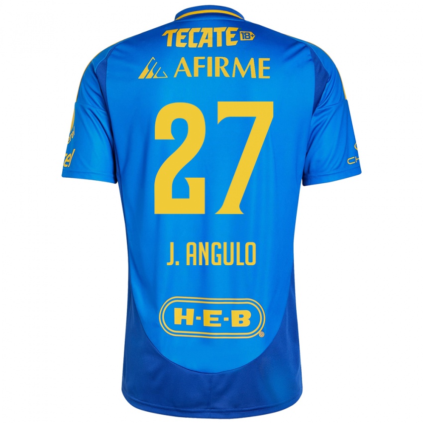 Niño Camiseta Jesús Angulo #27 Azul Amarillo 2ª Equipación 2024/25 La Camisa México